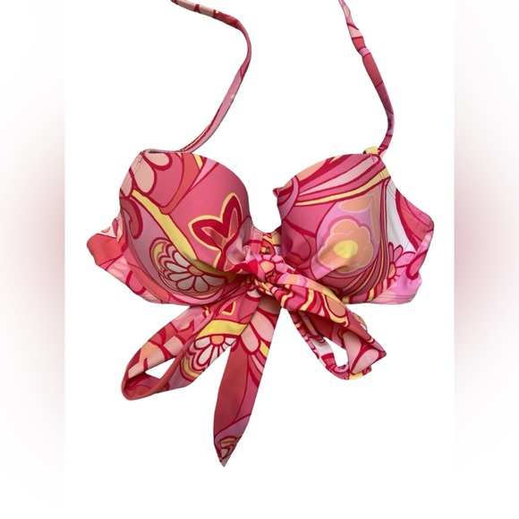 Aerie Women’s bikini underwire top pink floral print size 34D - Picture 2 of 7